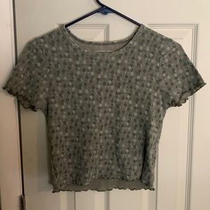 medium green with flowers american eagle shirt